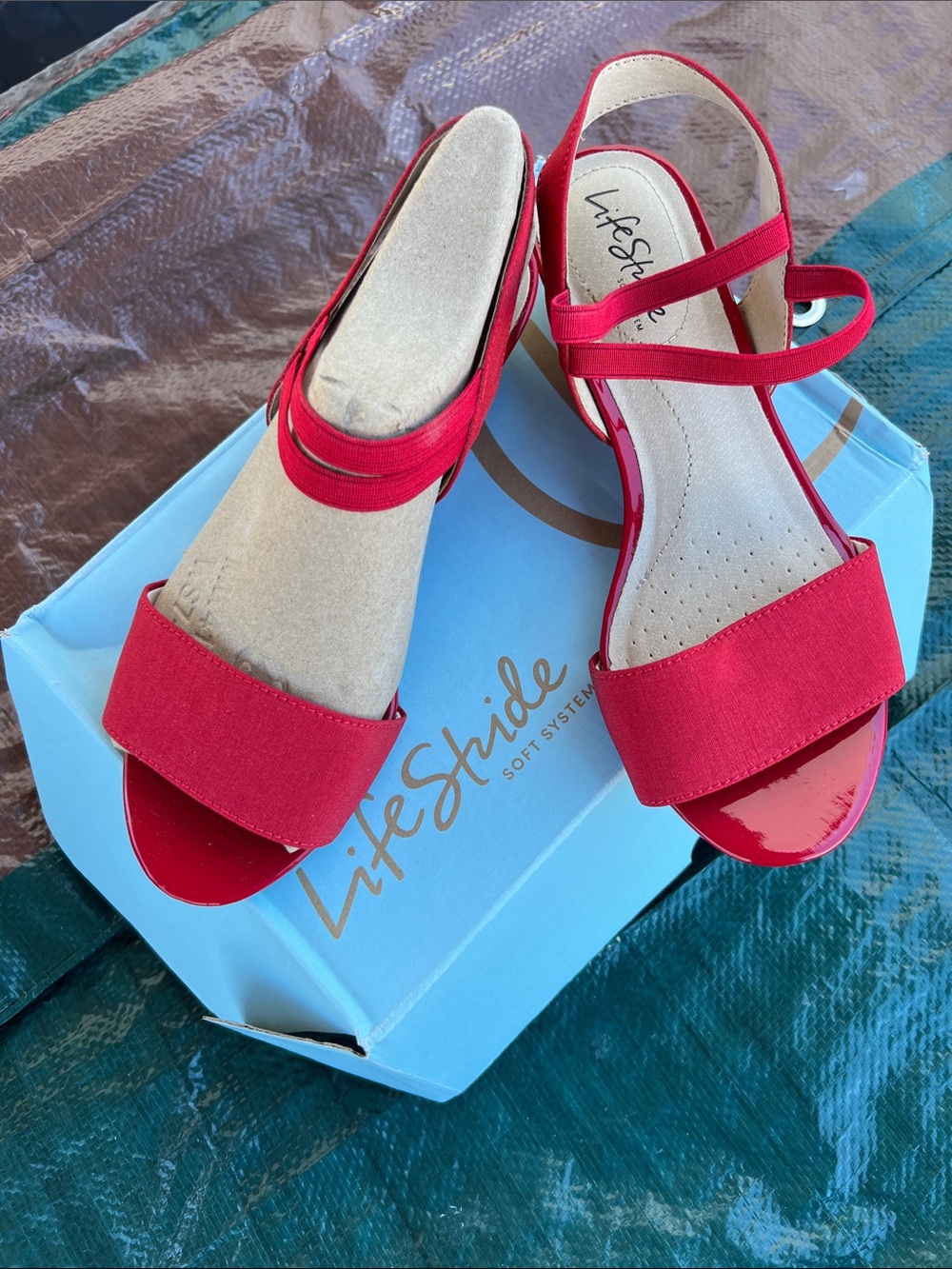 Life Stride Red Strappy Open-Toe Sandals